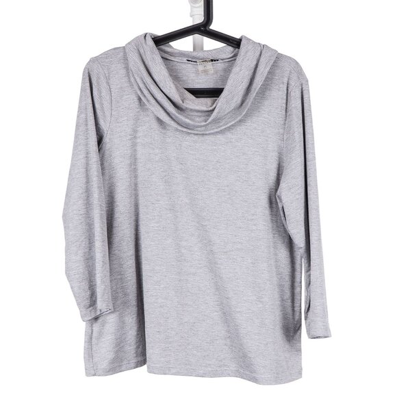 Peter Nygard Tops - Peter Nygard Shirt Petites PL Womens Heathered Gray Drape Neck Cowl Long Sleeve